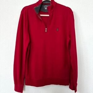 POLO Ralph Lauren Red Quarter-Zip Pullover Sweatshirt Men's Small Casual Preppy